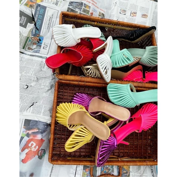 FIRM PRICE Metallic purple Lottie Basket Heels- The Ekhator Label - Picture 2 of 3